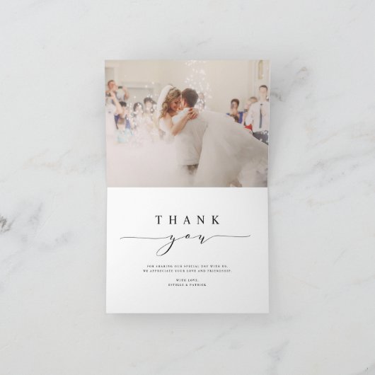 Zwart Script 2 foto voor altijd dankbare bruiloft Bedankkaart (Binnen)