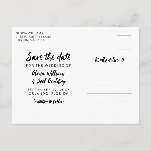 Zwart script 4 Foto's Weddenschap opslaan Onze dat Aankondigingskaart (Achterkant)