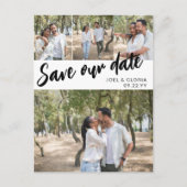 Zwart script 4 Foto's Weddenschap opslaan Onze dat Aankondigingskaart (Voorkant)