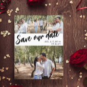 Zwart script 4 Foto's Weddenschap opslaan Onze dat Aankondigingskaart