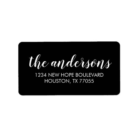 Zwart Script Achternaam Retouradreslabels Etiket (Voorkant)