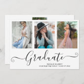 Zwart script Afstuderen 4 Afstuderen voor fotocoll Aankondiging (Voorkant / Achterkant)