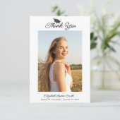 Zwart Script afstuderen Foto Dank je kaart (Staand voorkant)