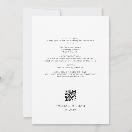 zwart script alles in één bruiloft Uitnodiging (Achterkant)