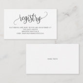 Zwart Script Baby shower Registry Informatiekaartje (Voorkant / Achterkant)