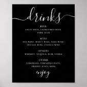 Zwart script bruiloft alcohol drinken bar menu poster (Voorkant)