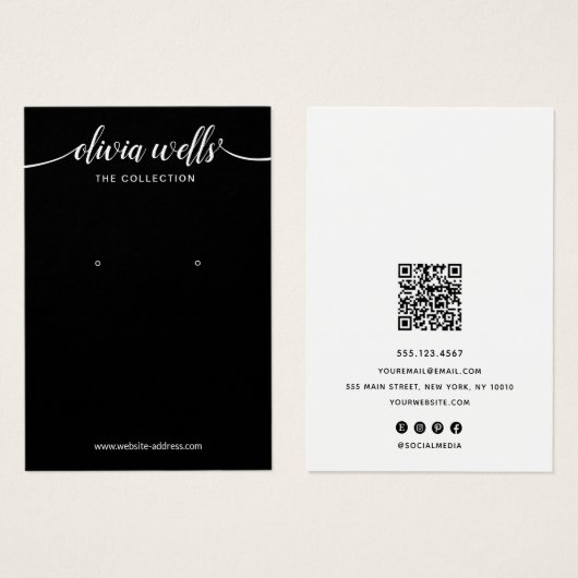 Zwart Script Calligraphy Font die Display verouder Visitekaartje (Voorkant /achterkant)