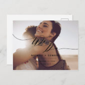 Zwart script dat we elegante trouwfoto maken briefkaart (Voorkant / Achterkant)
