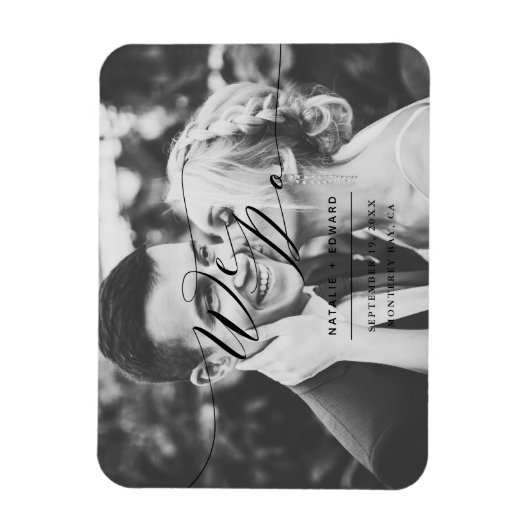 Zwart script dat we elegante trouwfoto maken magneet (Verticaal)