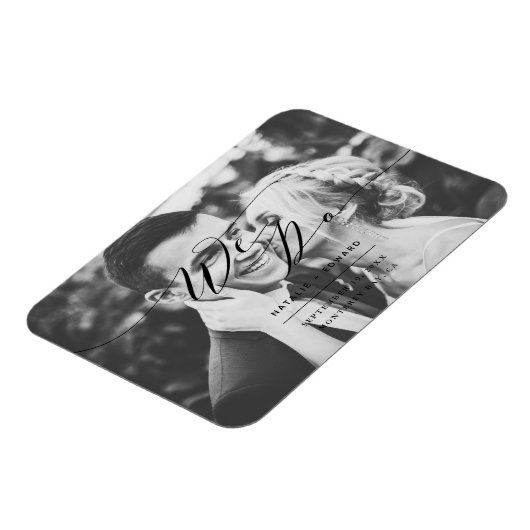 Zwart script dat we elegante trouwfoto maken magneet (Linkerzijde)