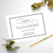Zwart Script Elegant Bruiloft Receptie Kaart