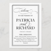 Zwart Script Elegant Huwelijksceremonie Programma Programmakaart (Voorkant)