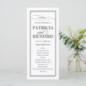 Zwart Script Elegant Huwelijksceremonie Programma Programmakaart (Staand voorkant)