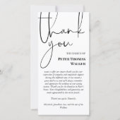 Zwart script en foto begrafenis bedankt (Voorkant)