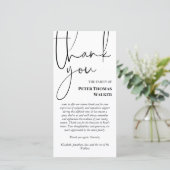 Zwart script en foto begrafenis bedankt (Staand voorkant)