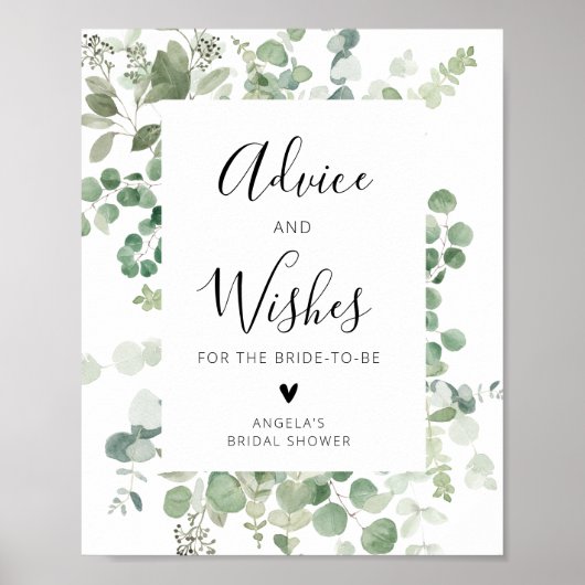 Zwart script Eucalyptus advies en wensen poster (Voorkant)