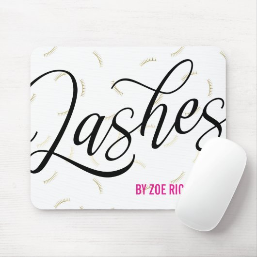 Zwart Script Faux Gold Lashes Muismat (Met muis)