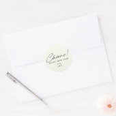Zwart Script Font Cheers! Gelukkig Nieuwjaar Ronde Sticker (Envelop)