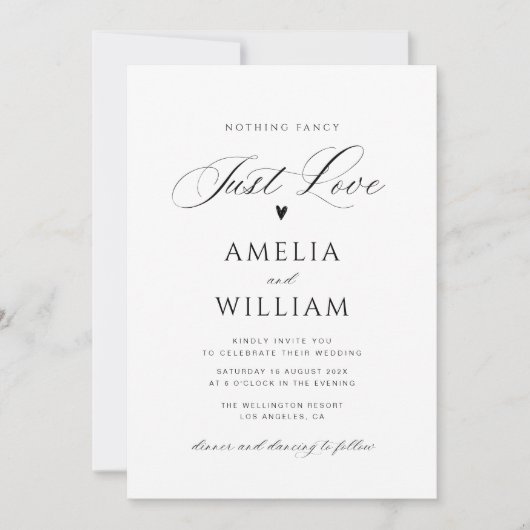 zwart script foto bruiloft uitnodiging (Voorkant)