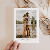 zwart script foto bruiloft uitnodiging