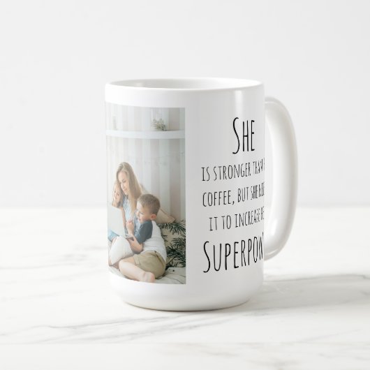 Zwart script | Grappig citaat | Een foto Koffiemok (Voorkant rechts)