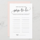 Zwart script hoe oud ze was Baby shower game (Voorkant / Achterkant)