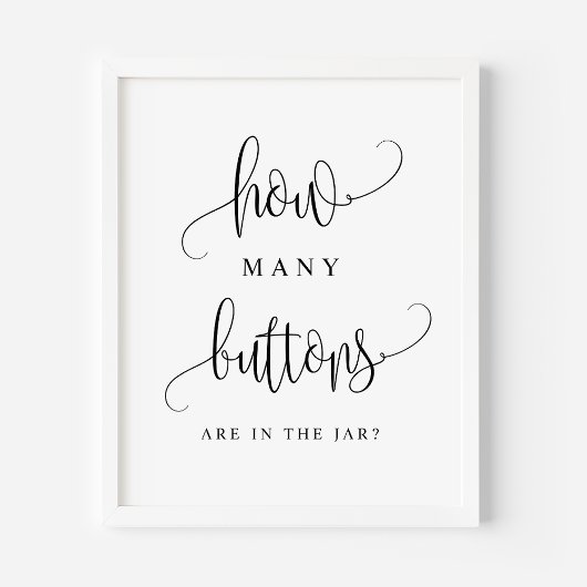 Zwart script hoeveel Buttonnen er in de pot zitten Poster