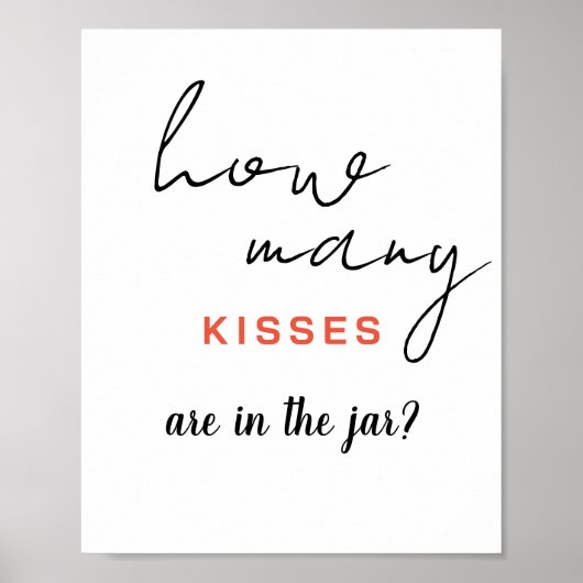 Zwart script hoeveel Kisses er in het Poster Jar z (Voorkant)