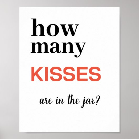 Zwart script hoeveel Kisses er in het Poster Jar z (Voorkant)
