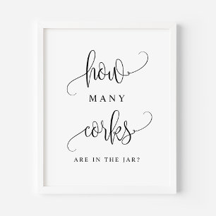 Zwart script hoeveel kurken zich in de pot bevinde poster