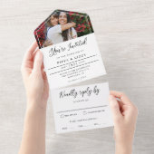 Zwart script Je wordt uitgenodigd voor een fotobru All In One Uitnodiging (Afscheurbaar)