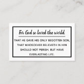 Zwart script John 3:16 Gospel Tract Visitekaartje (Achterkant)