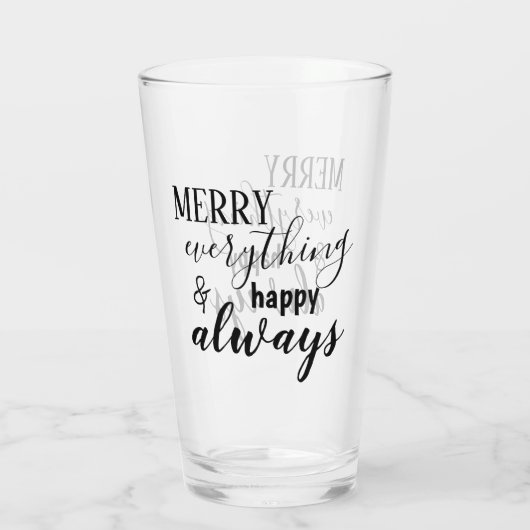 Zwart Script Merry Alles & Happy Always Glas (Achterkant)