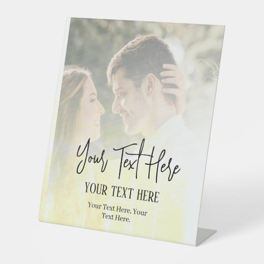  zwart script met fotobruiloft reclamebord met voetstuk (Voorkant)