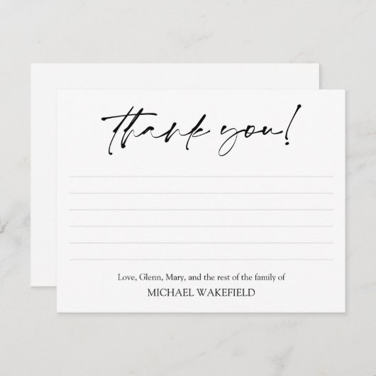 Zwart script met sympathie begrafenis bedankt (Voorkant / Achterkant)