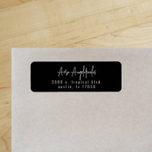 Zwart Script Modern Chic Return Address Label