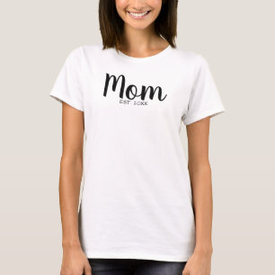 Zwart Script Moeder Gevestigde Datum Ontwerp T-shirt