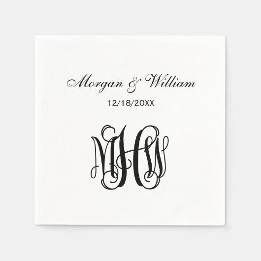 Zwart Script Monogram DIY BG Servet (Voorkant)