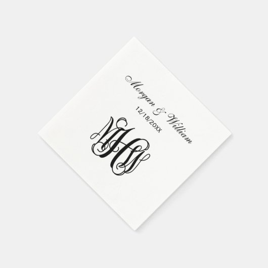 Zwart Script Monogram DIY BG Servet (Hoek)