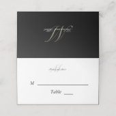 Zwart Script Monogram met Namen Place Card Plaatskaartje (Buitenkant ongevouwen)