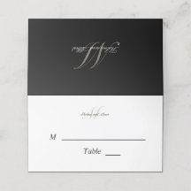 Zwart Script Monogram met Namen Place Card