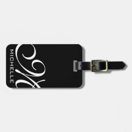 Zwart script monogramed bagagelabel