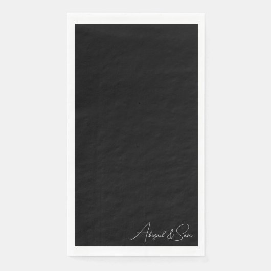 Zwart Script Namen Bruiloft Servet (Voorkant)