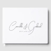 Zwart Script Namen Bruiloft Wit Gastenboek (Voorkant)