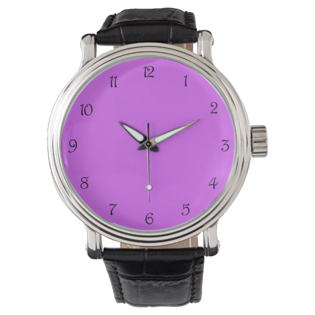 Zwart Script Nummers op Paarse wacnt Horloge (Voorkant)