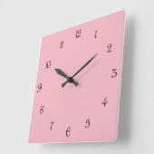 Zwart Script nummers op roze accnt Vierkante Klok (Hoek)
