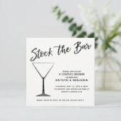 Zwart Script op wit Stock de Bar Couples Douche Kaart (Staand voorkant)