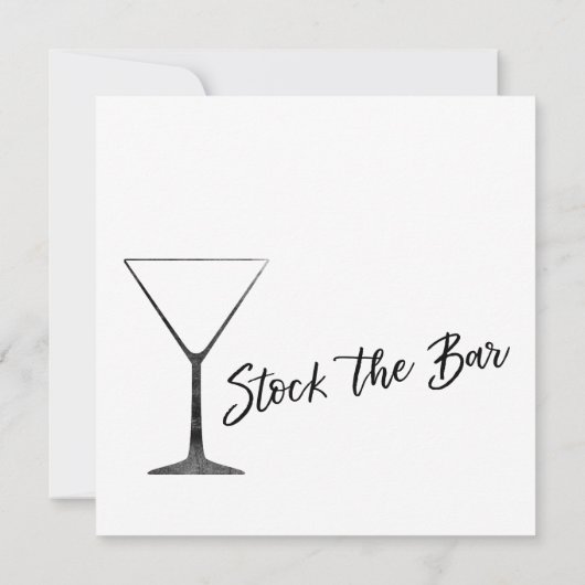 Zwart Script op wit Stock de Bar Couples Douche Kaart (Achterkant)