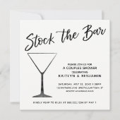 Zwart Script op wit Stock de Bar Couples Douche Kaart (Voorkant)