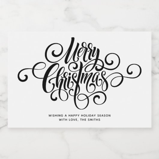 Zwart script "pretkerst" op maat likeurfles etiket (Enkel label)